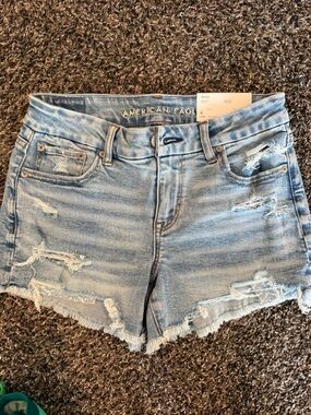 American Eagle Outfitters Light Wash Distressed Denim Shorts